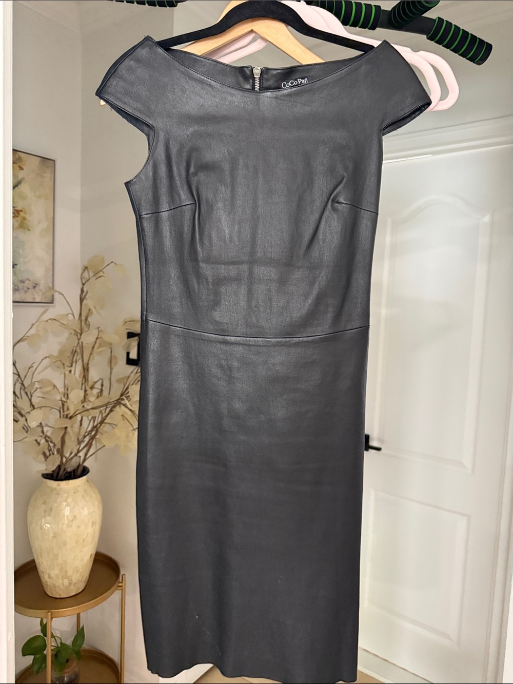 Black Faux Leather Midi Dress